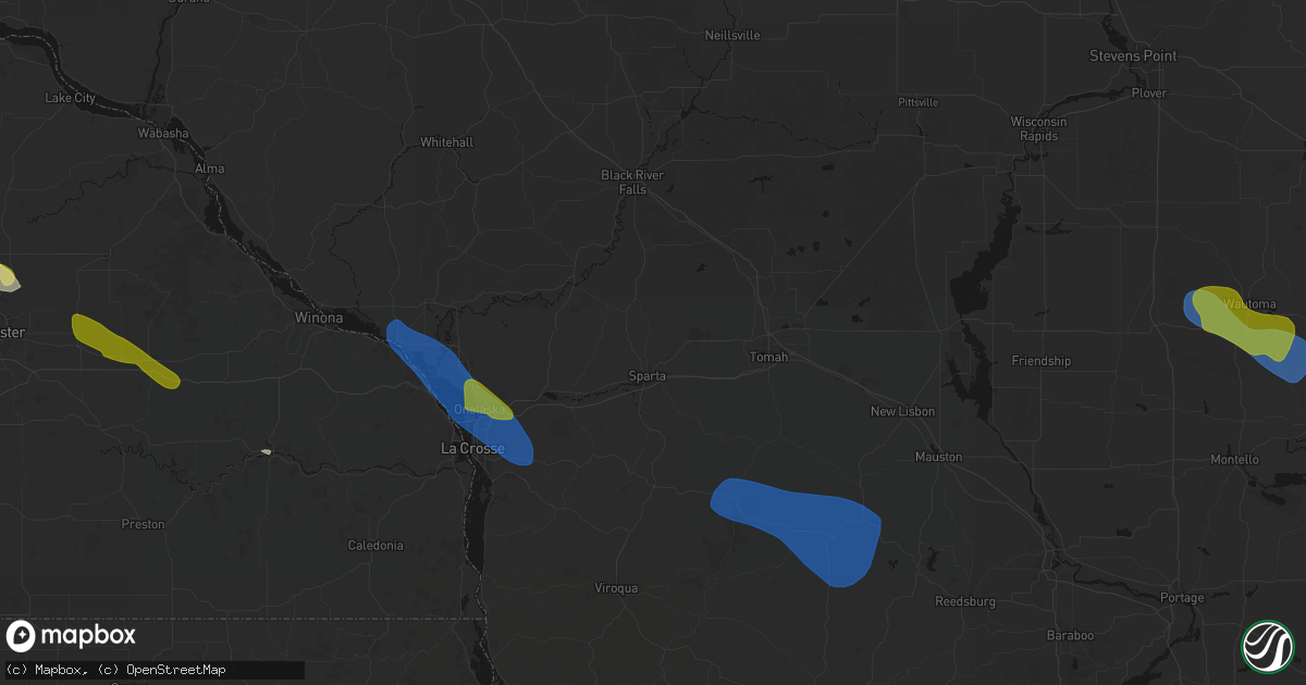 Hail map in Sparta, WI on August 18, 2026