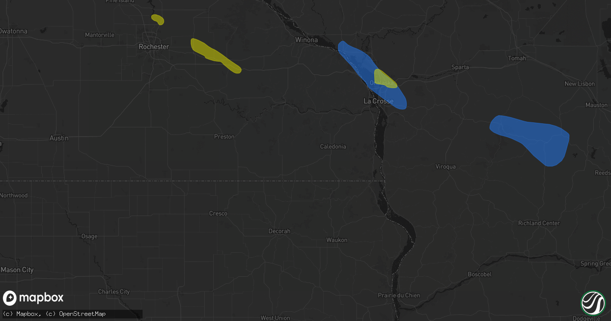 Hail map in Spring Grove, MN on August 18, 2026