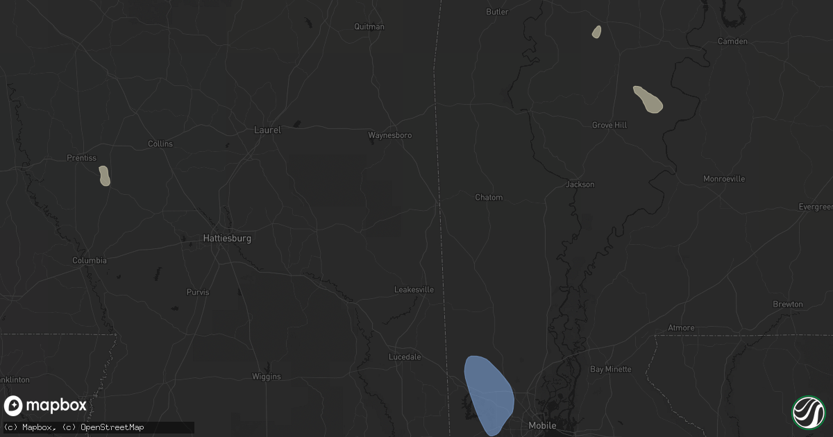 Hail map in State Line, MS on August 18, 2026