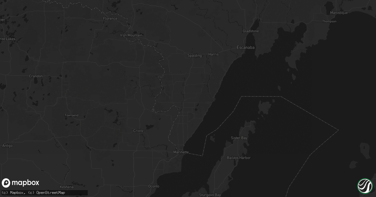Hail map in Stephenson, MI on August 18, 2026