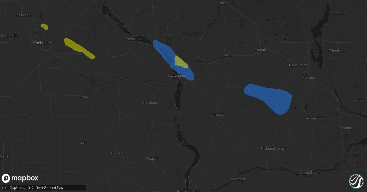 Hail map in Stoddard, WI on August 18, 2026