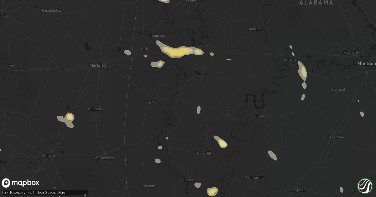Hail map in Sweet Water, AL on August 18, 2026