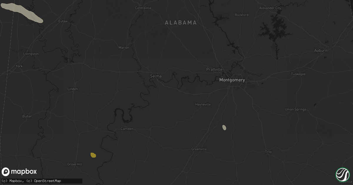 Hail map in Tyler, AL on August 18, 2026