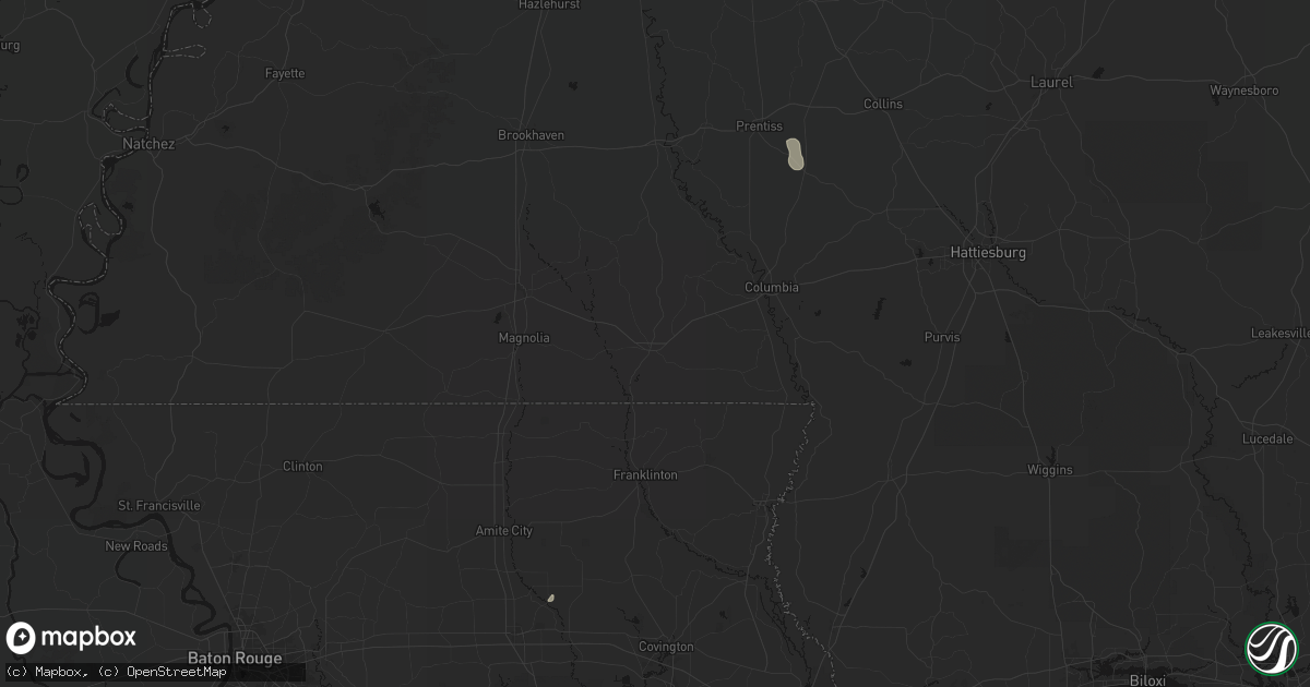 Hail map in Tylertown, MS on August 18, 2026