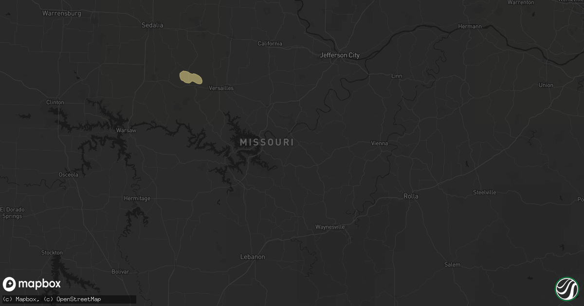 Hail map in Ulman, MO on August 18, 2026