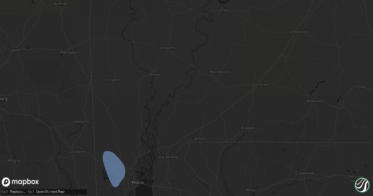 Hail map in Uriah, AL on August 18, 2026