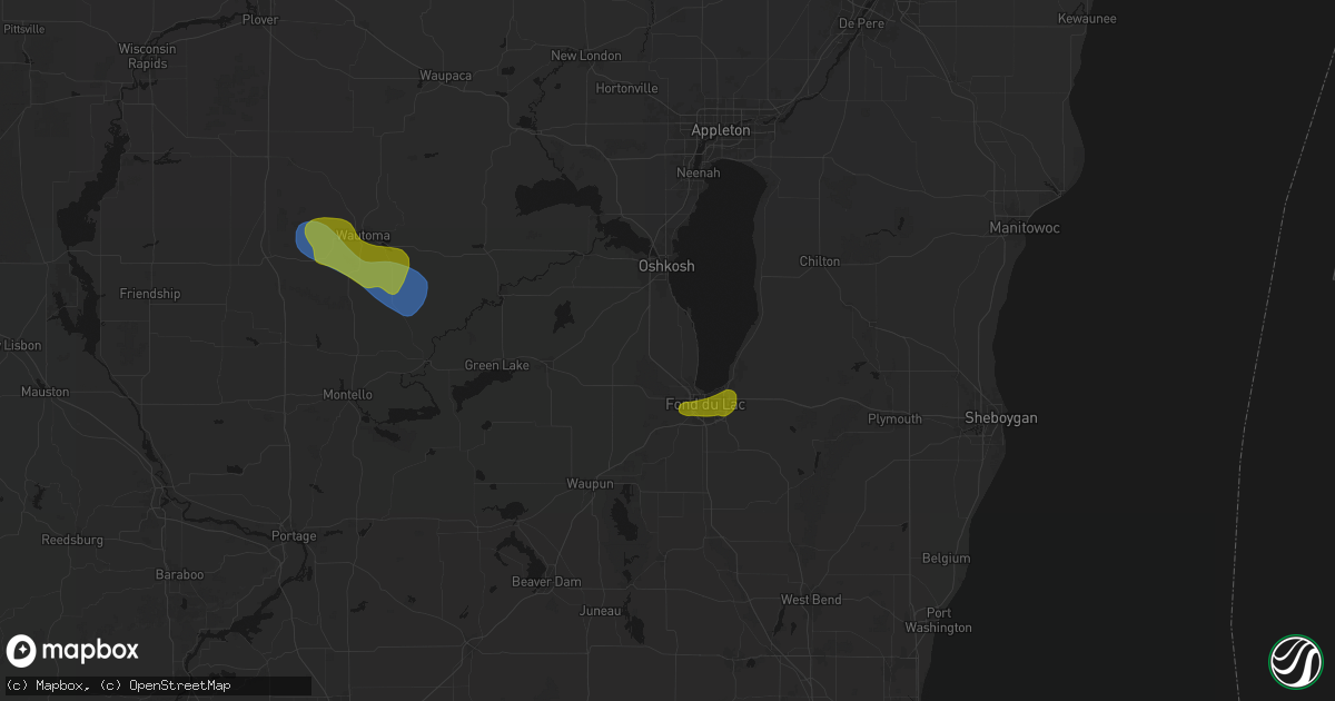 Hail map in Van Dyne, WI on August 18, 2026