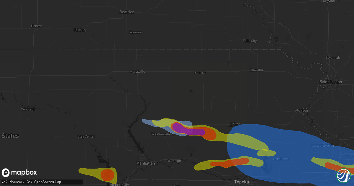 Hail map in Vermillion, KS on August 18, 2026