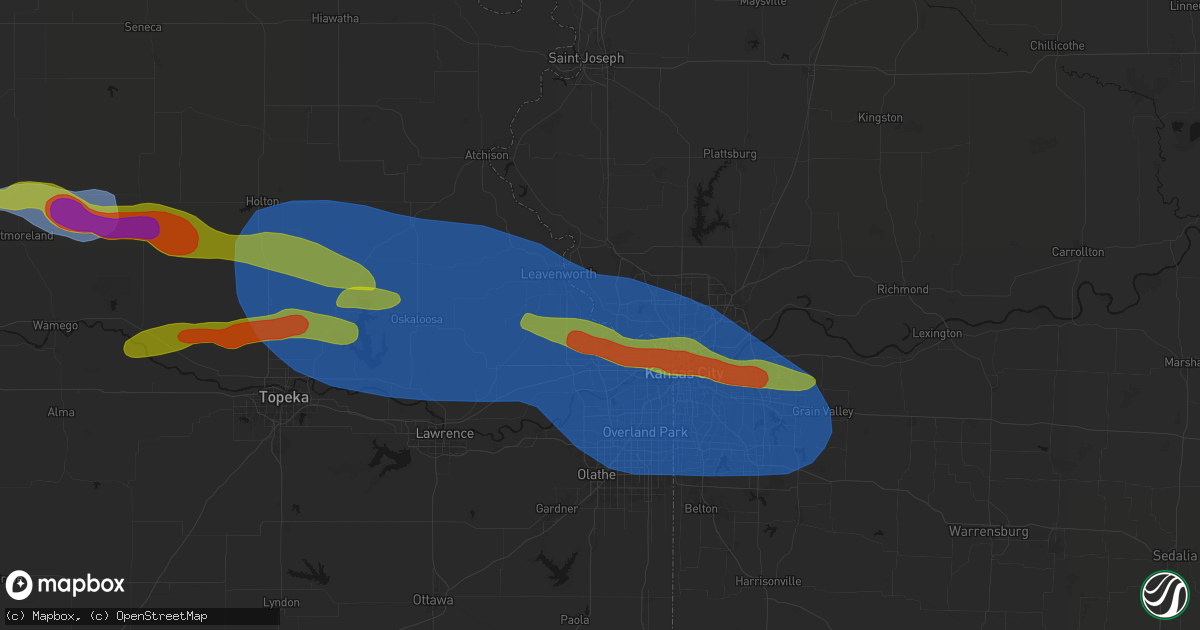 Hail map in Waldron, MO on August 18, 2026
