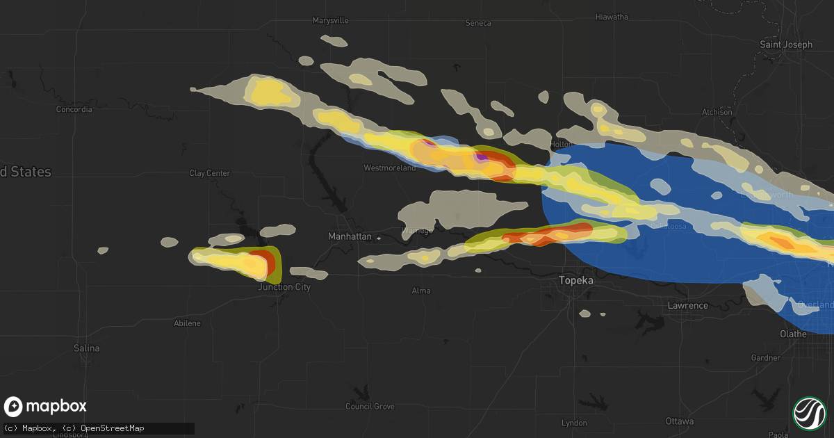 Hail map in Wamego, KS on August 18, 2026