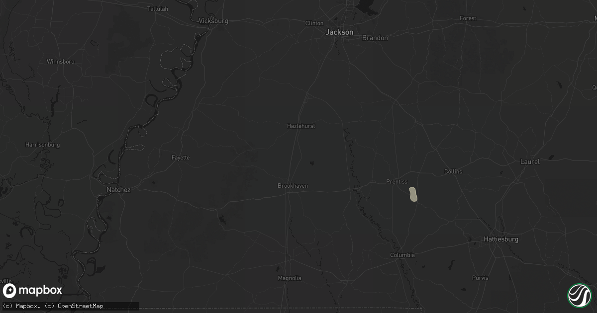Hail map in Wesson, MS on August 18, 2026
