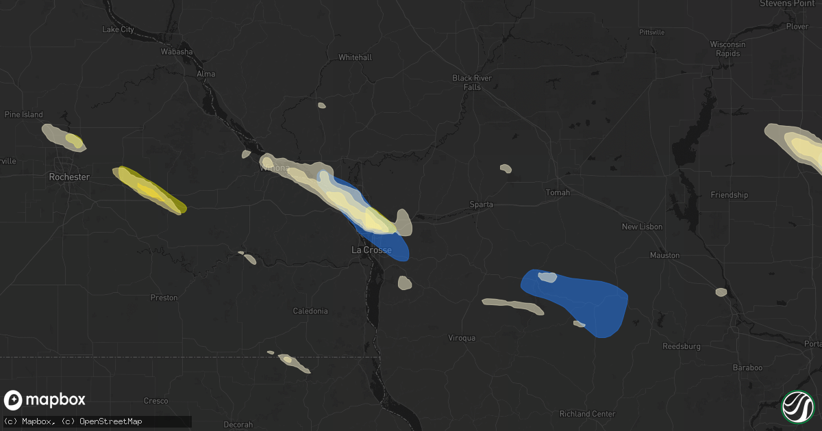 Hail map in West Salem, WI on August 18, 2026