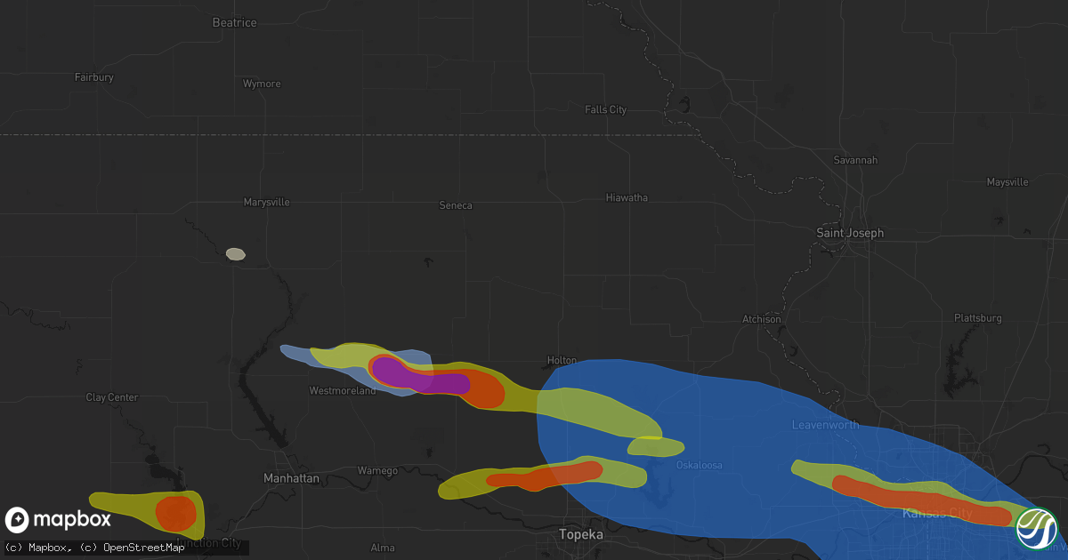 Hail map in Wetmore, KS on August 18, 2026