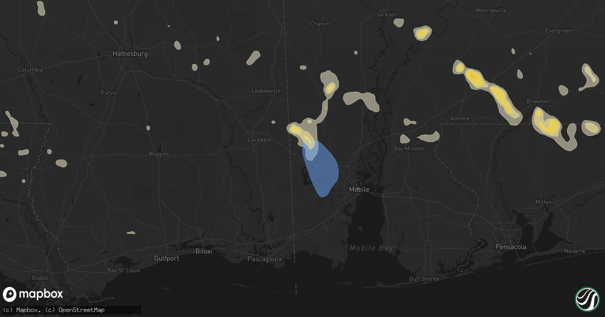 Hail map in Wilmer, AL on August 18, 2026
