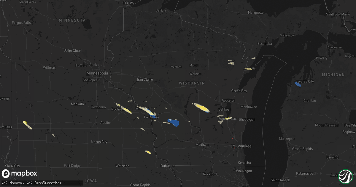 Hail map in Wisconsin on August 18, 2026