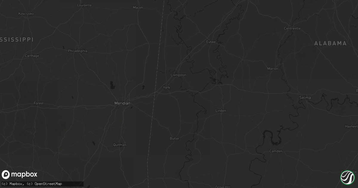 Hail map in York, AL on August 18, 2026