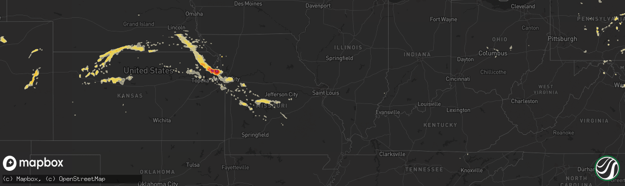 Hail map on August 19, 2011