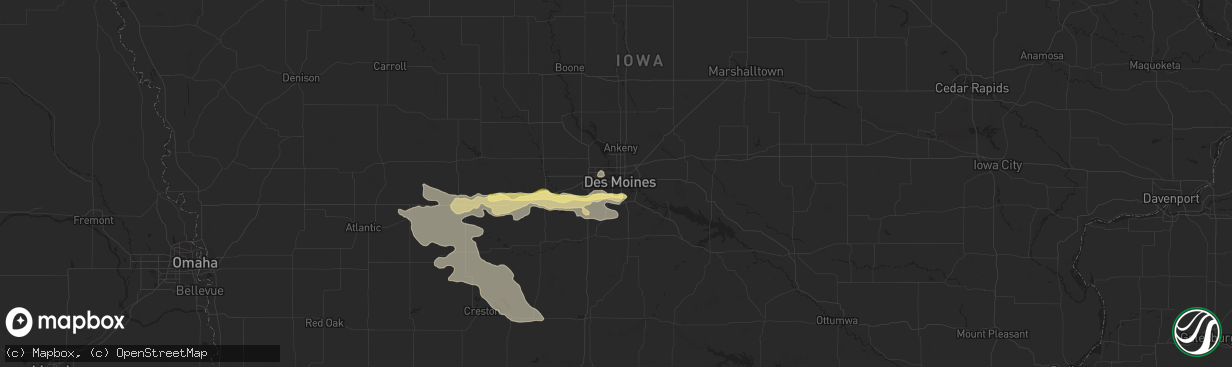 Hail map in Des Moines, IA on August 19, 2014