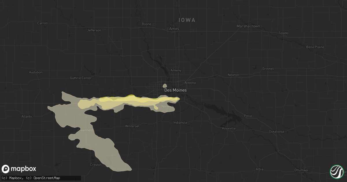 Hail map in Des Moines, IA on August 19, 2014