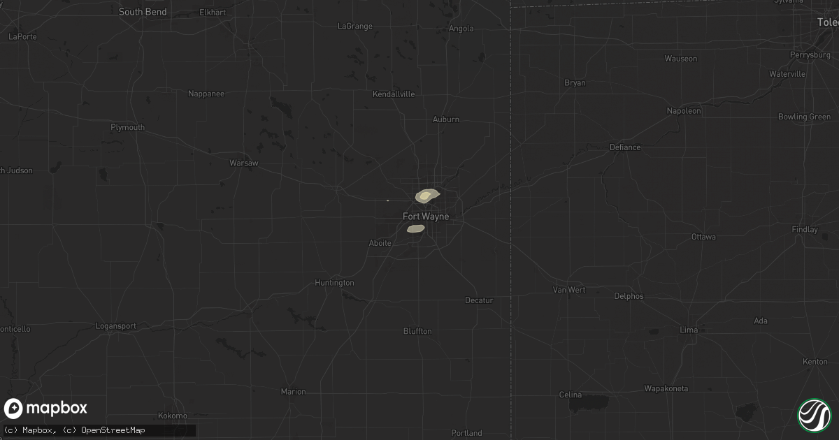 Hail map in Fort Wayne, IN on August 19, 2014