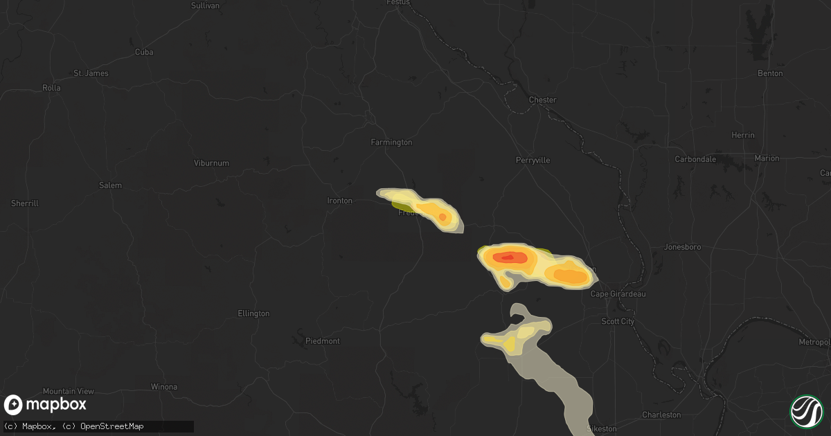 Hail map in Fredericktown, MO on August 19, 2014