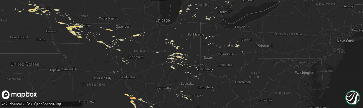 Hail map in Indiana on August 19, 2014