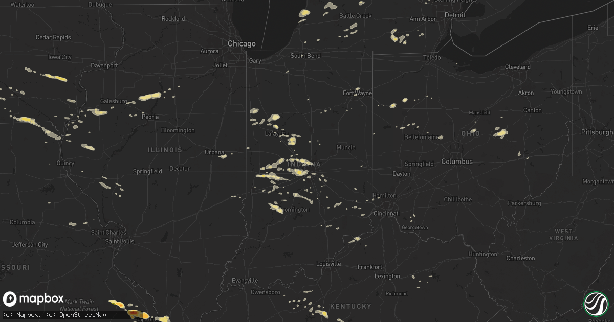 Hail map in Indiana on August 19, 2014