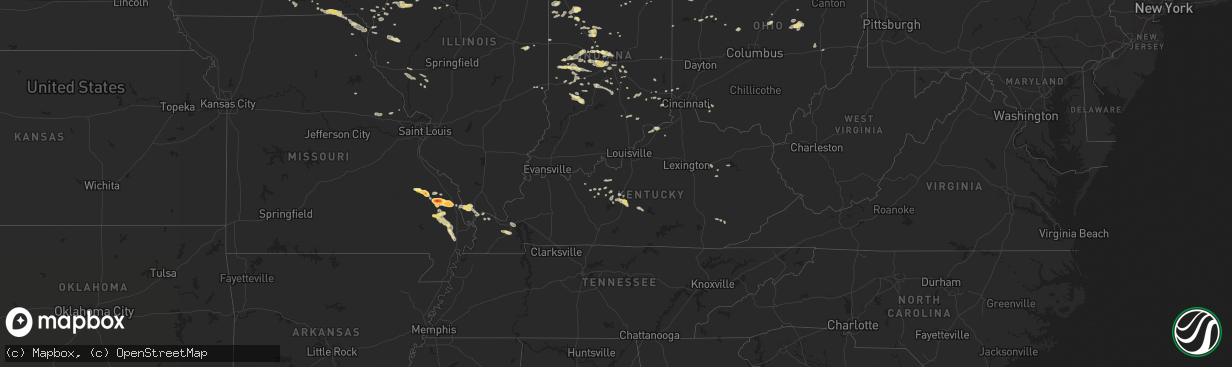 Hail map in Kentucky on August 19, 2014