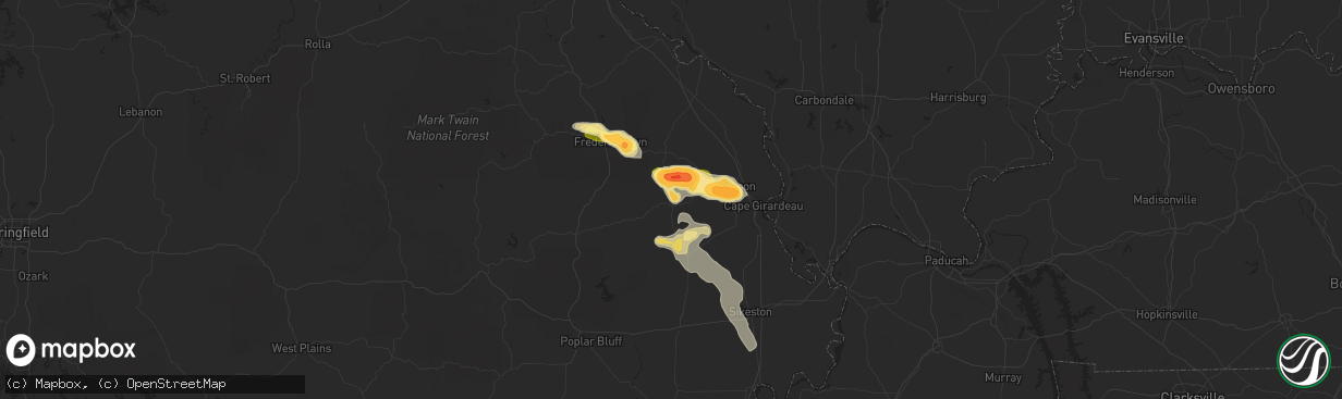 Hail map in Marble Hill, MO on August 19, 2014