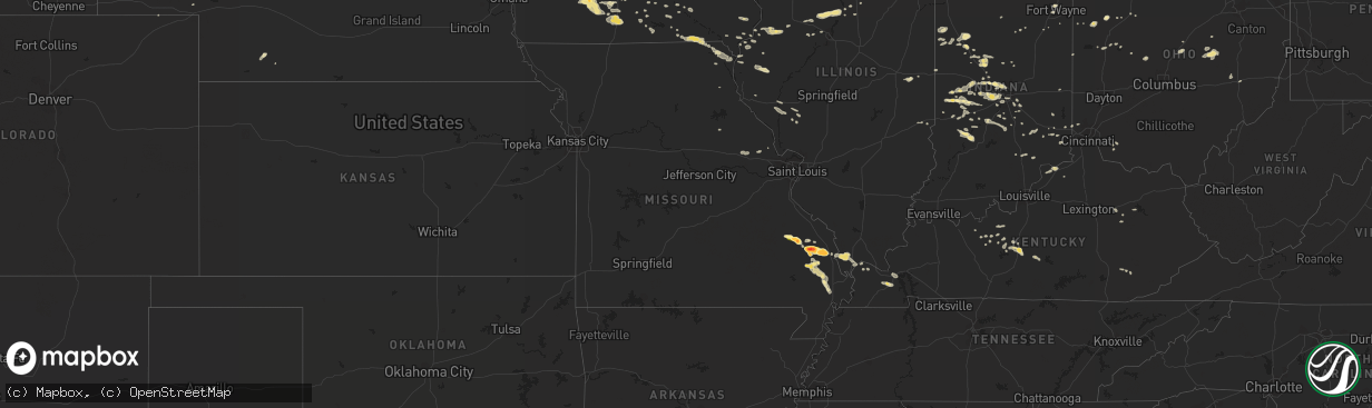 Hail map in Missouri on August 19, 2014