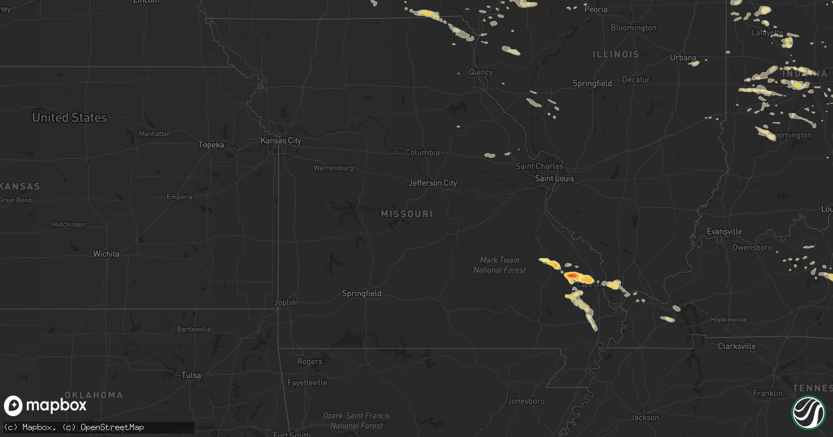 Hail map in Missouri on August 19, 2014