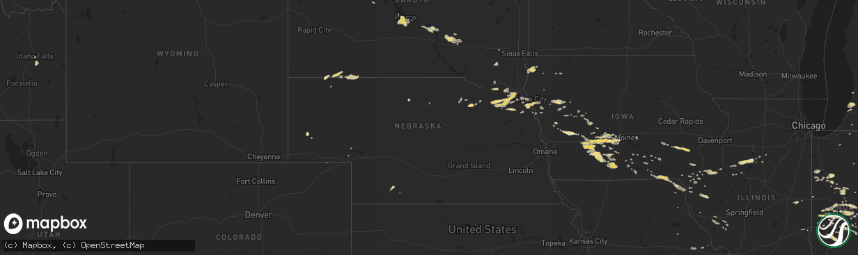 Hail map in Nebraska on August 19, 2014