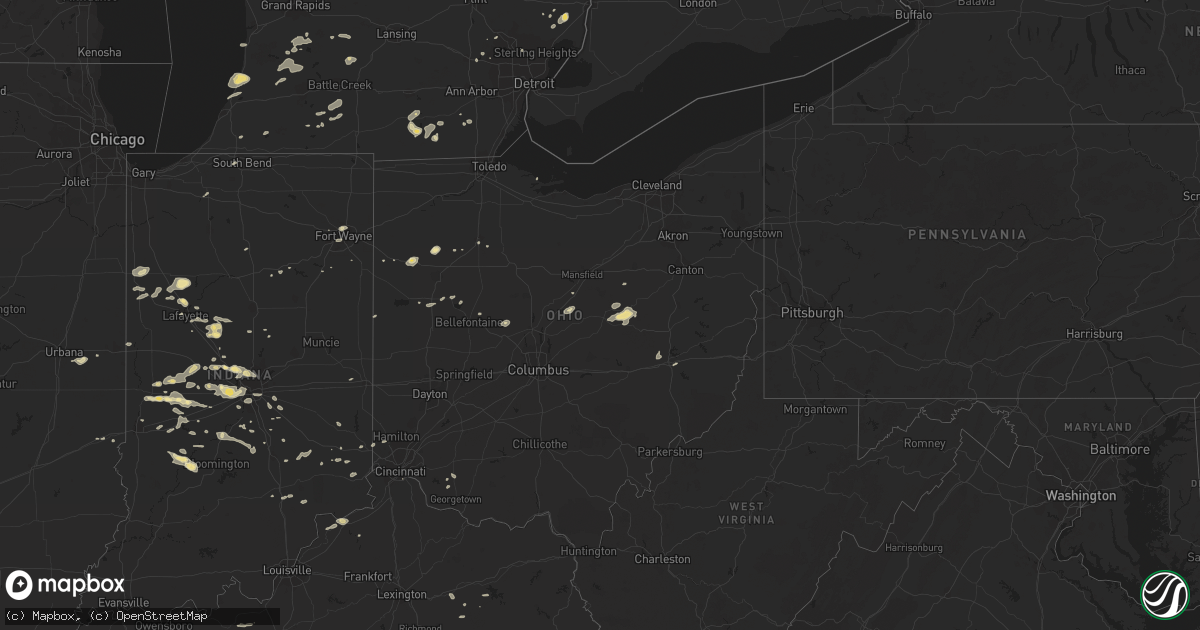 Hail map in Ohio on August 19, 2014