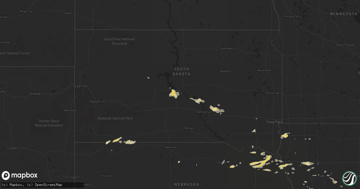 Hail map in South Dakota on August 19, 2014