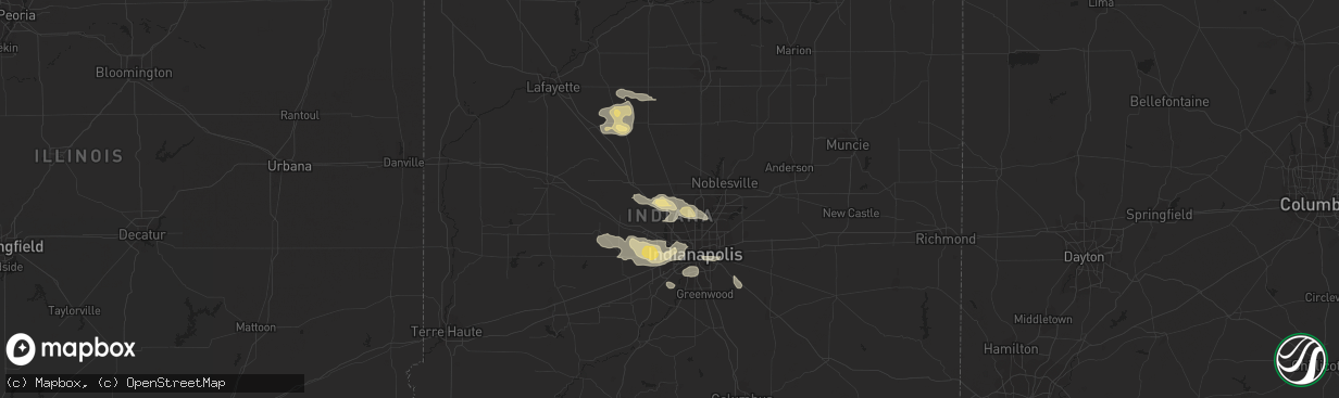 Hail map in Zionsville, IN on August 19, 2014