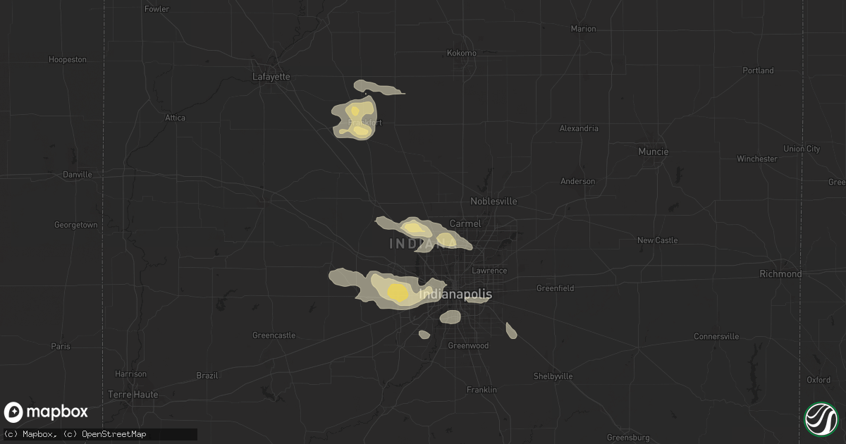 Hail map in Zionsville, IN on August 19, 2014