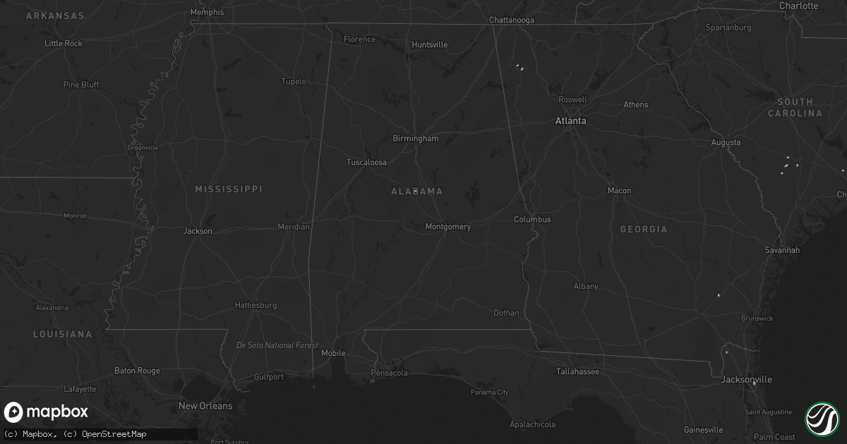 Hail map in Alabama on August 19, 2015