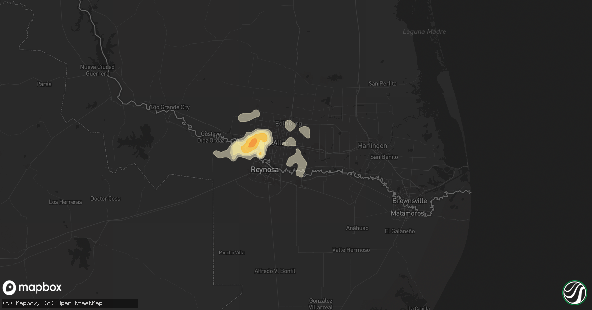 Hail map in Alamo, TX on August 19, 2015