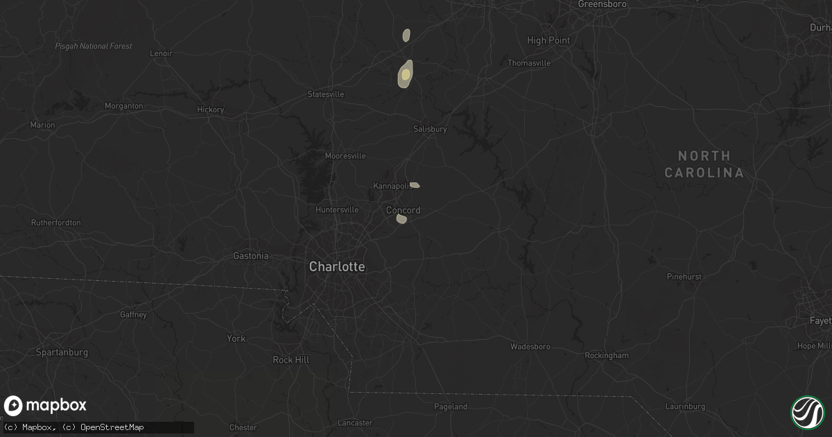 Hail map in Concord, NC on August 19, 2015
