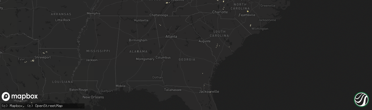 Hail map in Georgia on August 19, 2015