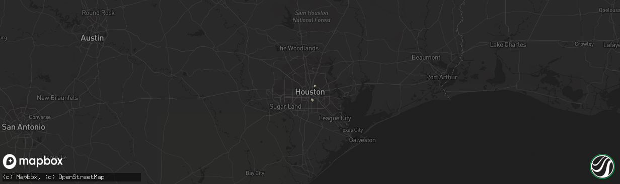 Hail map in Houston, TX on August 19, 2015