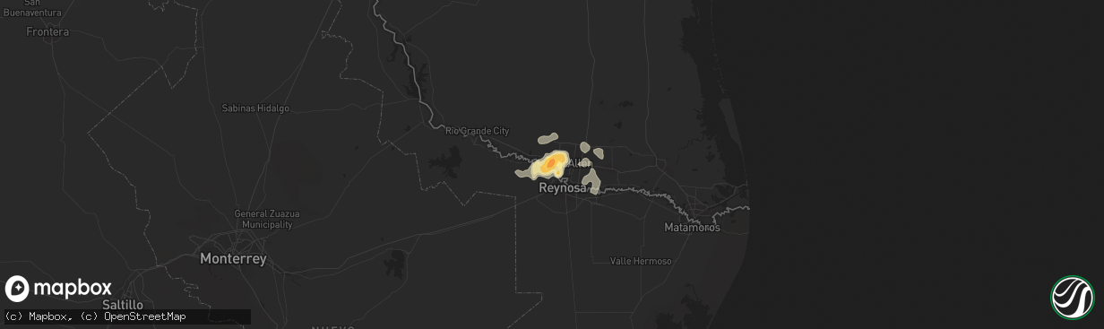 Hail map in Mission, TX on August 19, 2015