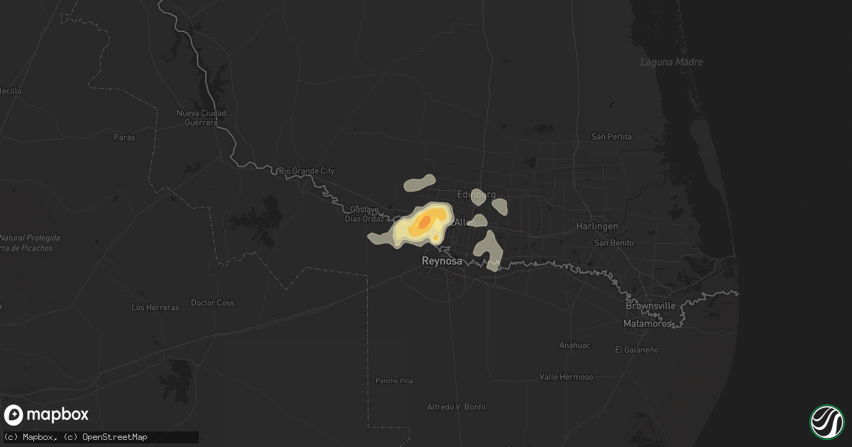 Hail map in Mission, TX on August 19, 2015