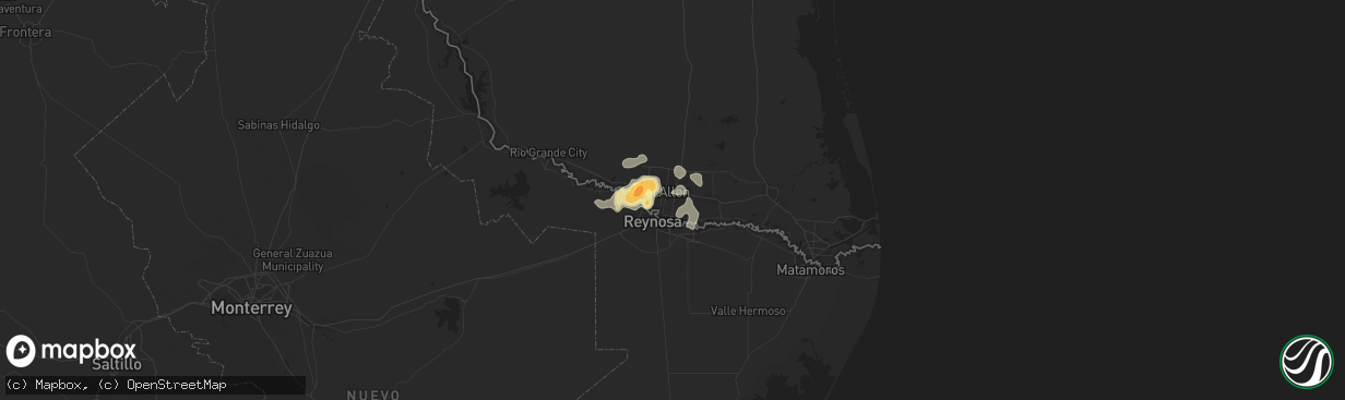 Hail map in Pharr, TX on August 19, 2015