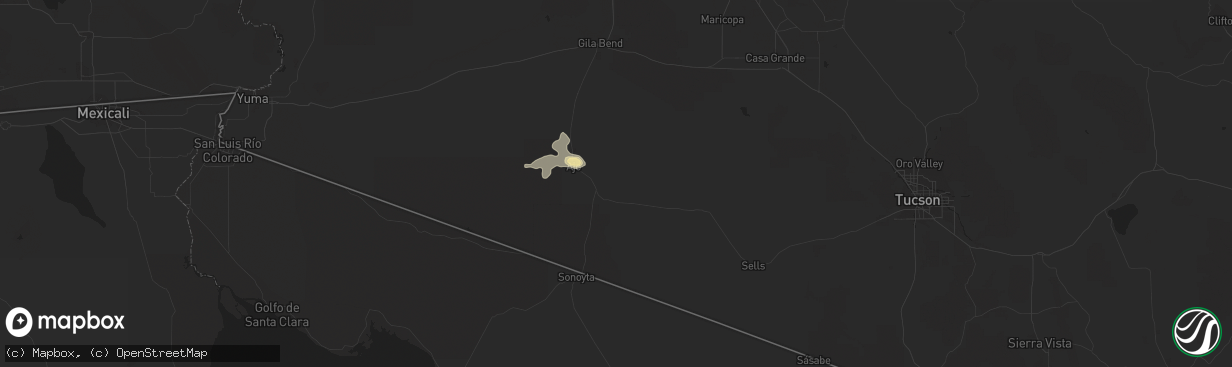 Hail map in Ajo, AZ on August 19, 2016