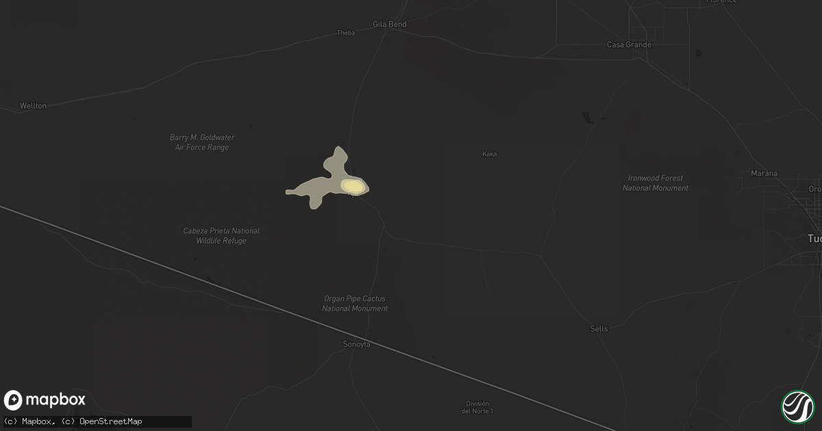 Hail map in Ajo, AZ on August 19, 2016