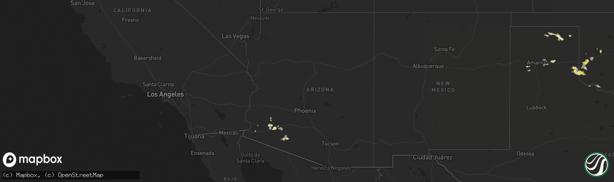 Hail map in Arizona on August 19, 2016