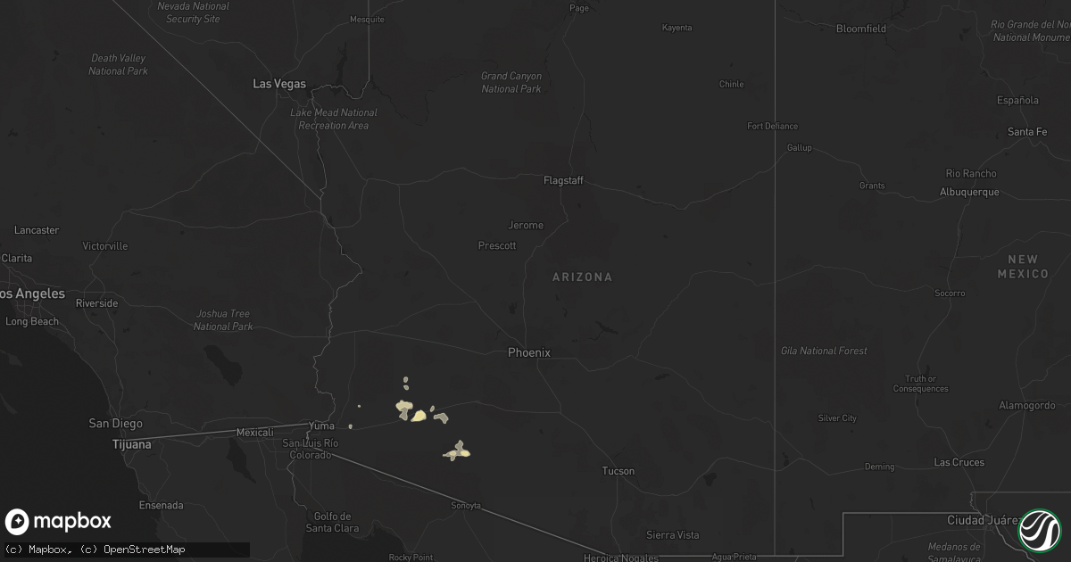Hail map in Arizona on August 19, 2016