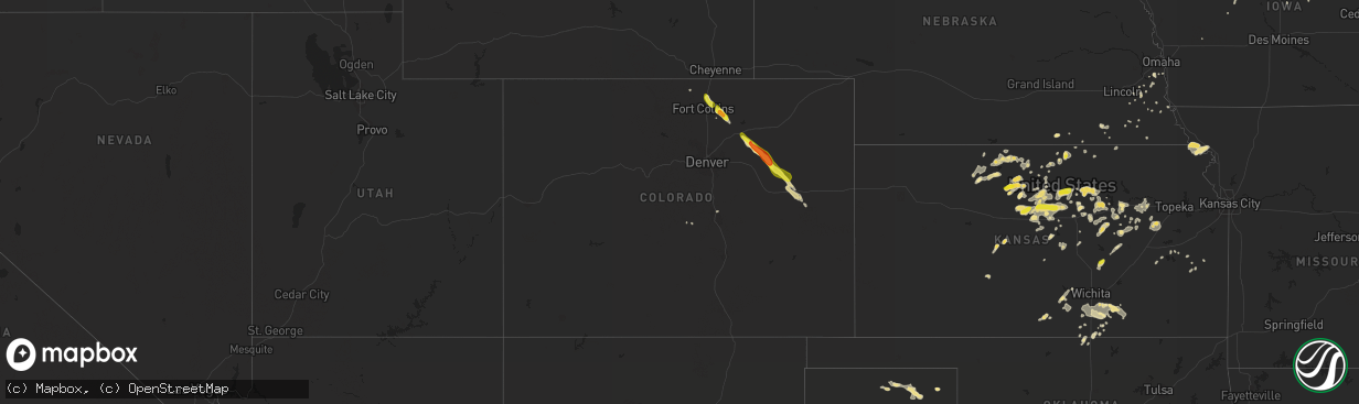 Hail map in Colorado on August 19, 2016