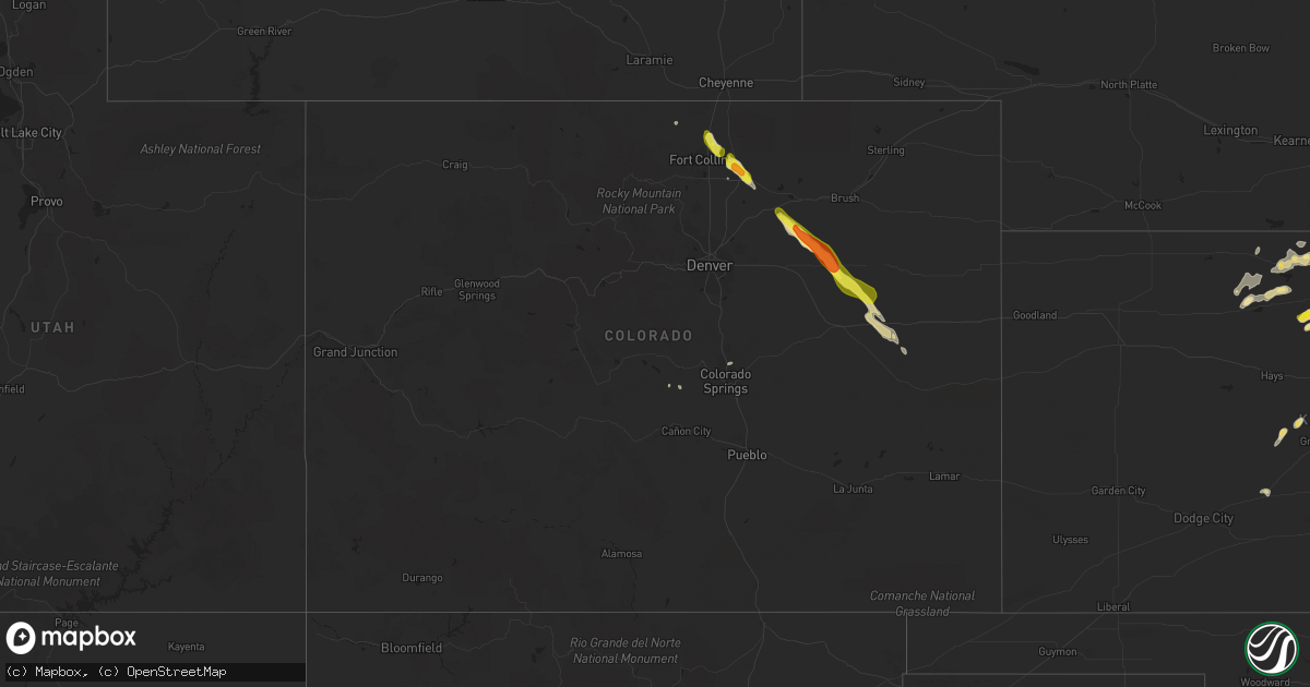 Hail map in Colorado on August 19, 2016